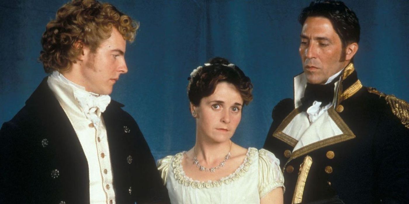 Samuel West, Amanda Root, and Ciarán Hinds in a promo image for Persuasion