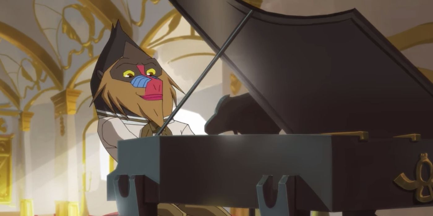 Scarlemagne (Dan Stevens) plays the piano in an episode of Kibo and the Fantastic Beasts. 