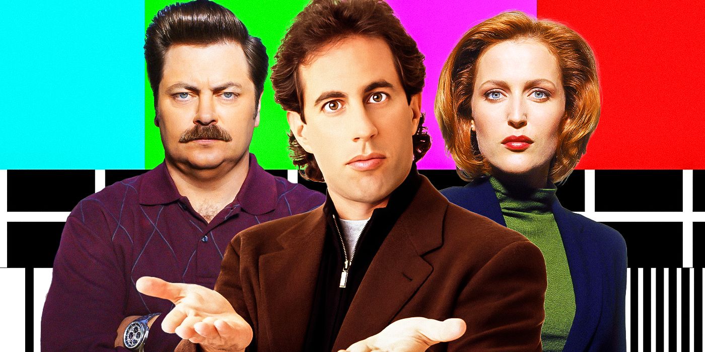 Nick Offerman in Parks and Recreation, Jerry Seinfeld, Gillian Anderson in The X-Files