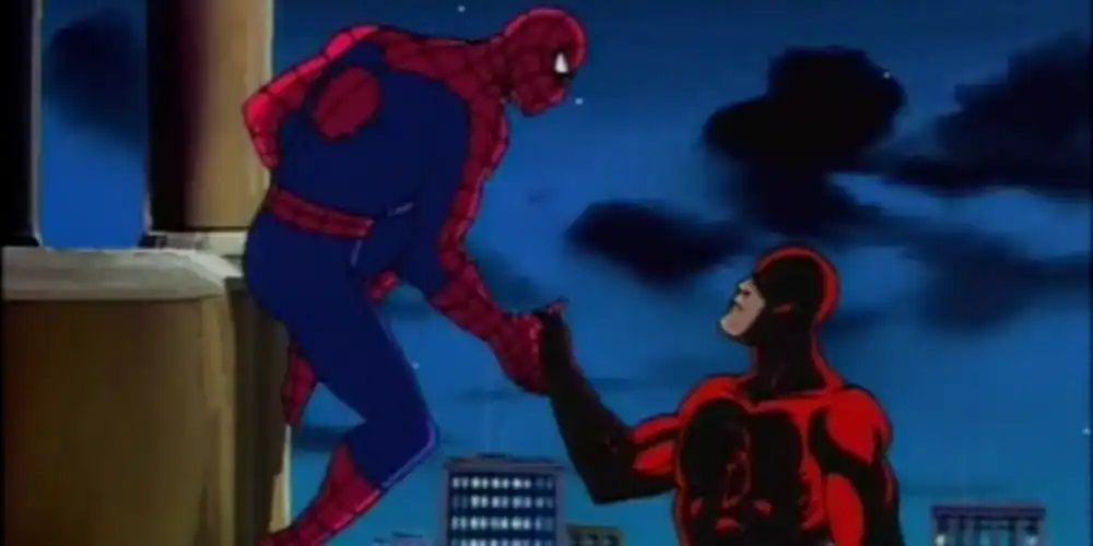 Spider-Man shakes hands with Daredevil