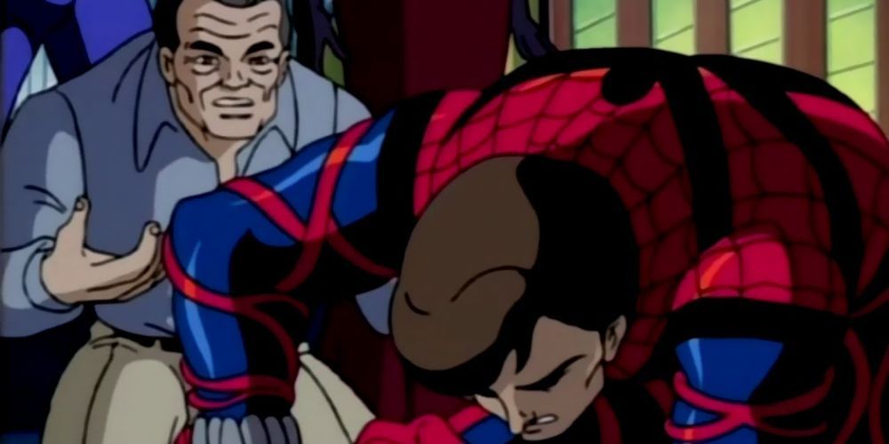 Uncle Ben tries to help Peter Parker fight the Carnage symbiote