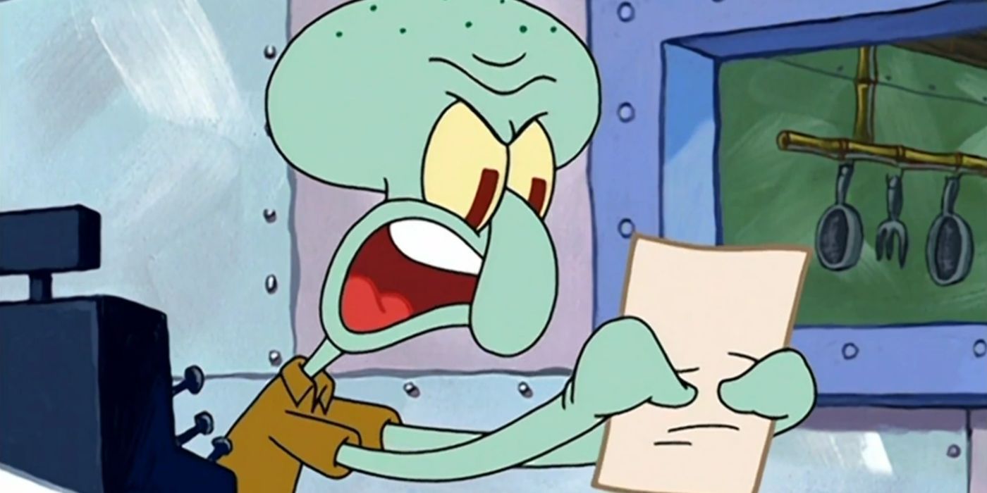 Squidward is furious over Mr. Krabs's unfair work conditions
