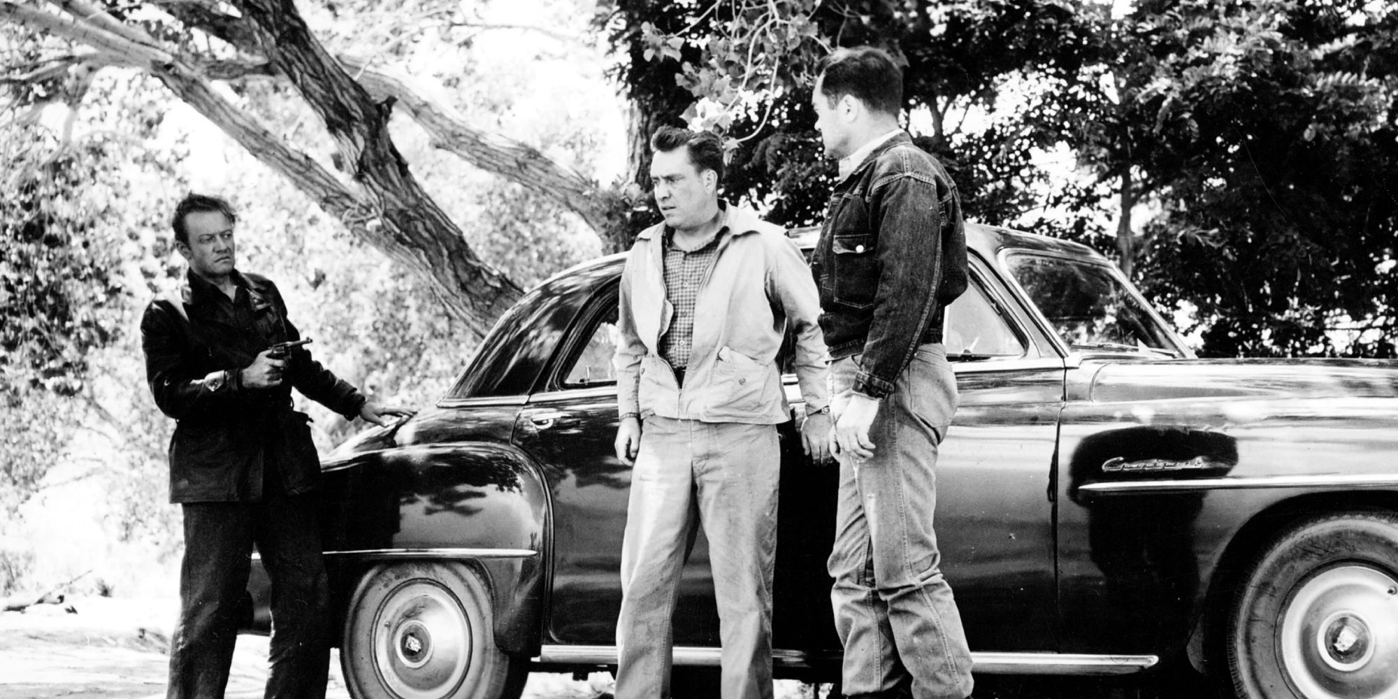 Three men in The Hitch-Hiker