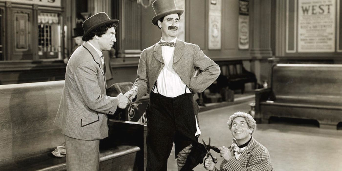 Chico Marx, Groucho Marx and Harpo Marx in 'Go West.' 