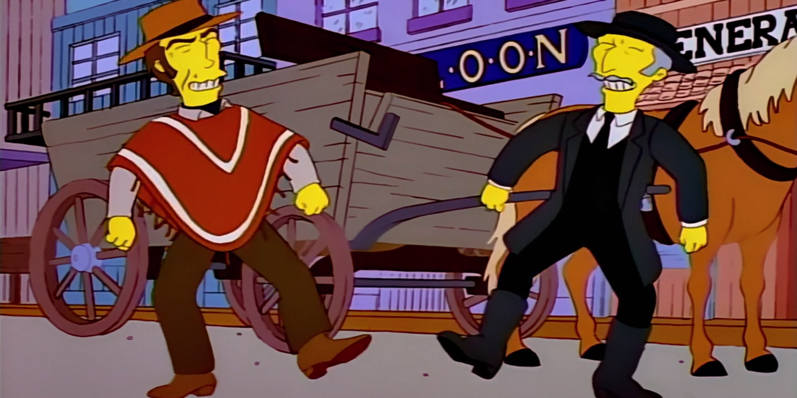 The Simpsons parody of 'Paint Your Wagon' starring Clint Eastwood and Lee Van Cleef