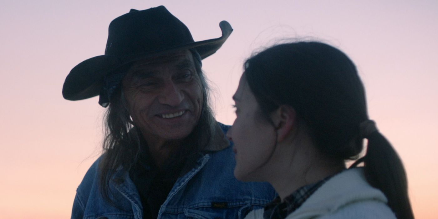Richard Ray Whitman as Grandpa August and Lily Gladstone as Tana in The Unknown Country.