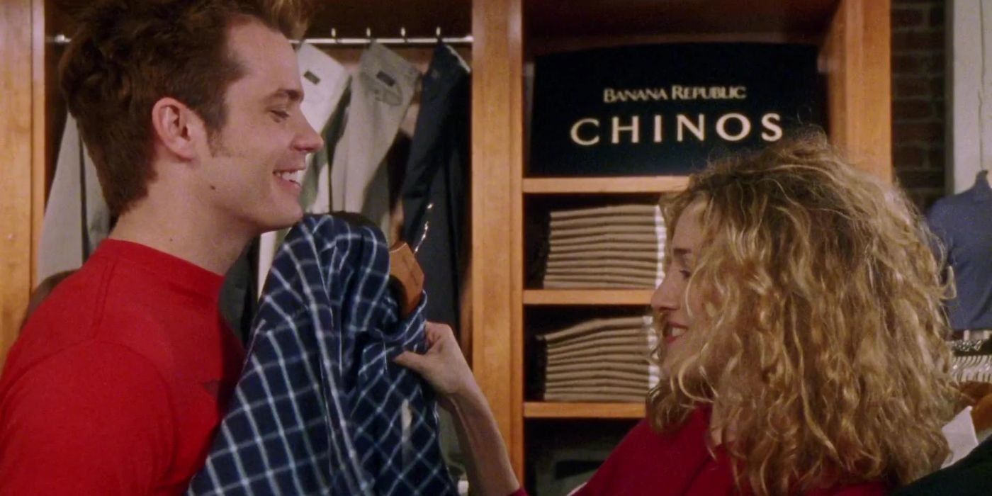 Timothy Olyphant and Sarah Jessica Parker in a clothing store in Sex and the City