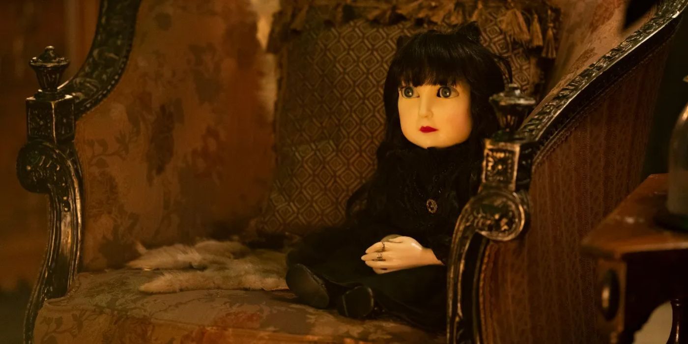 Nadja Doll, voiced by Natasia Demetriou, sitting on a couch in 'What We Do in the Shadows.'