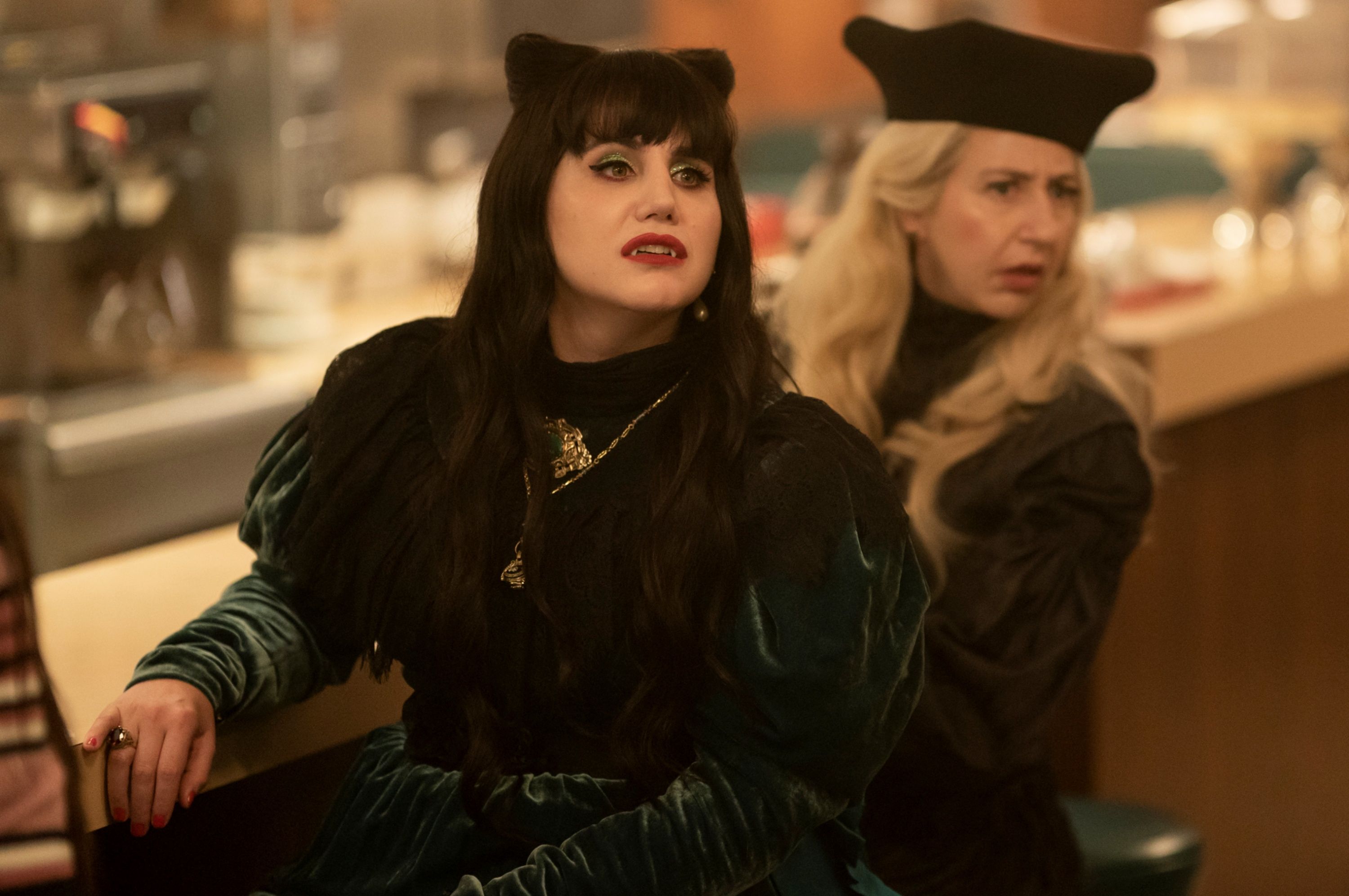 Kristen Schaal as Guide and Natasia Demetriou as Nadja in Season 5 of What We Do in the Shadows