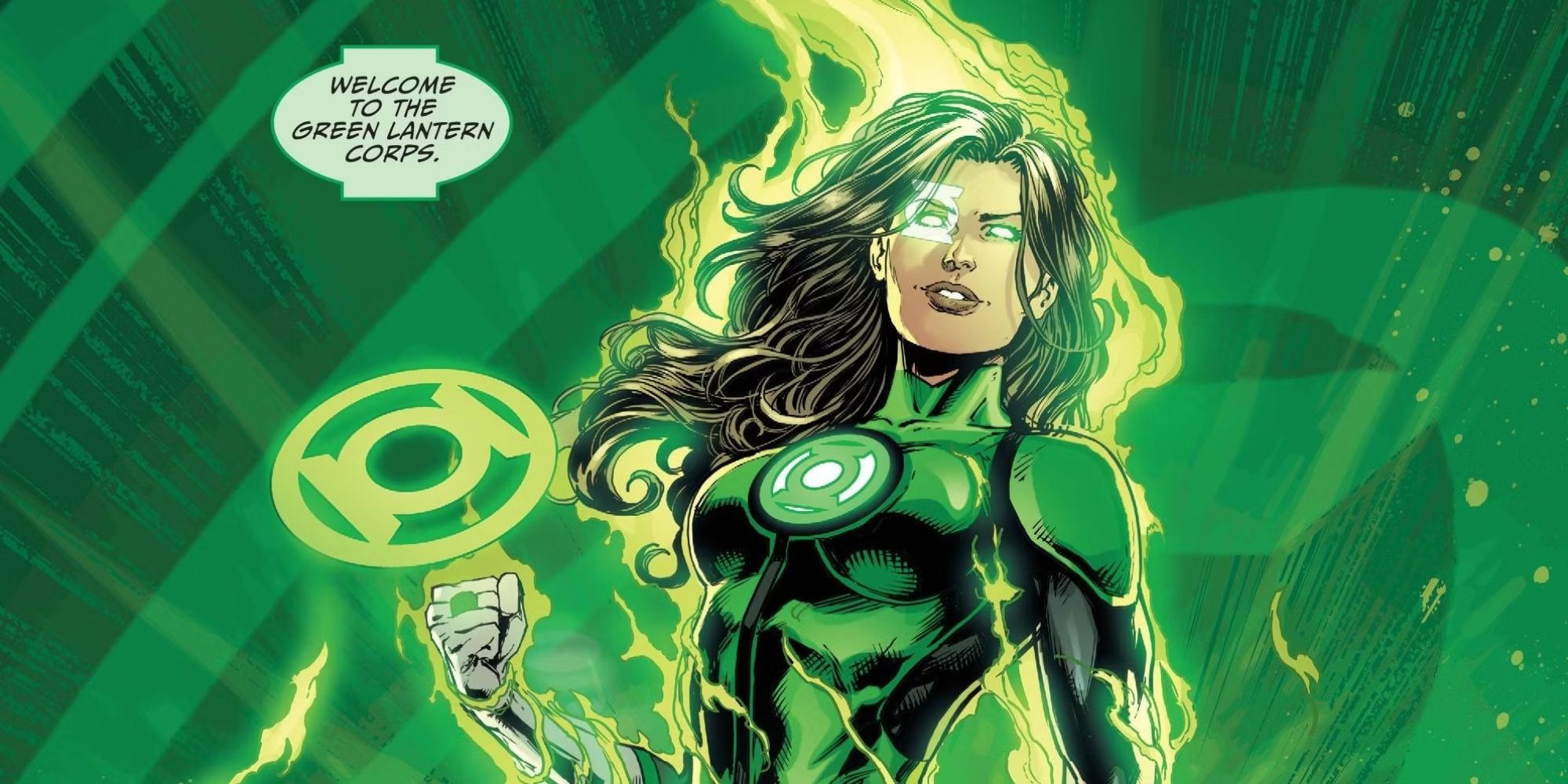 Jessica Cruz welcoming someone to the Green Lantern Corp in DC Comics