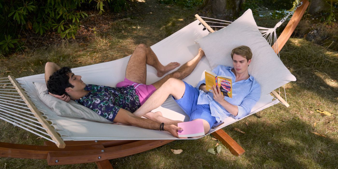 Alex and Henry lay on a hammock together in 'Red, White & Royal Blue'