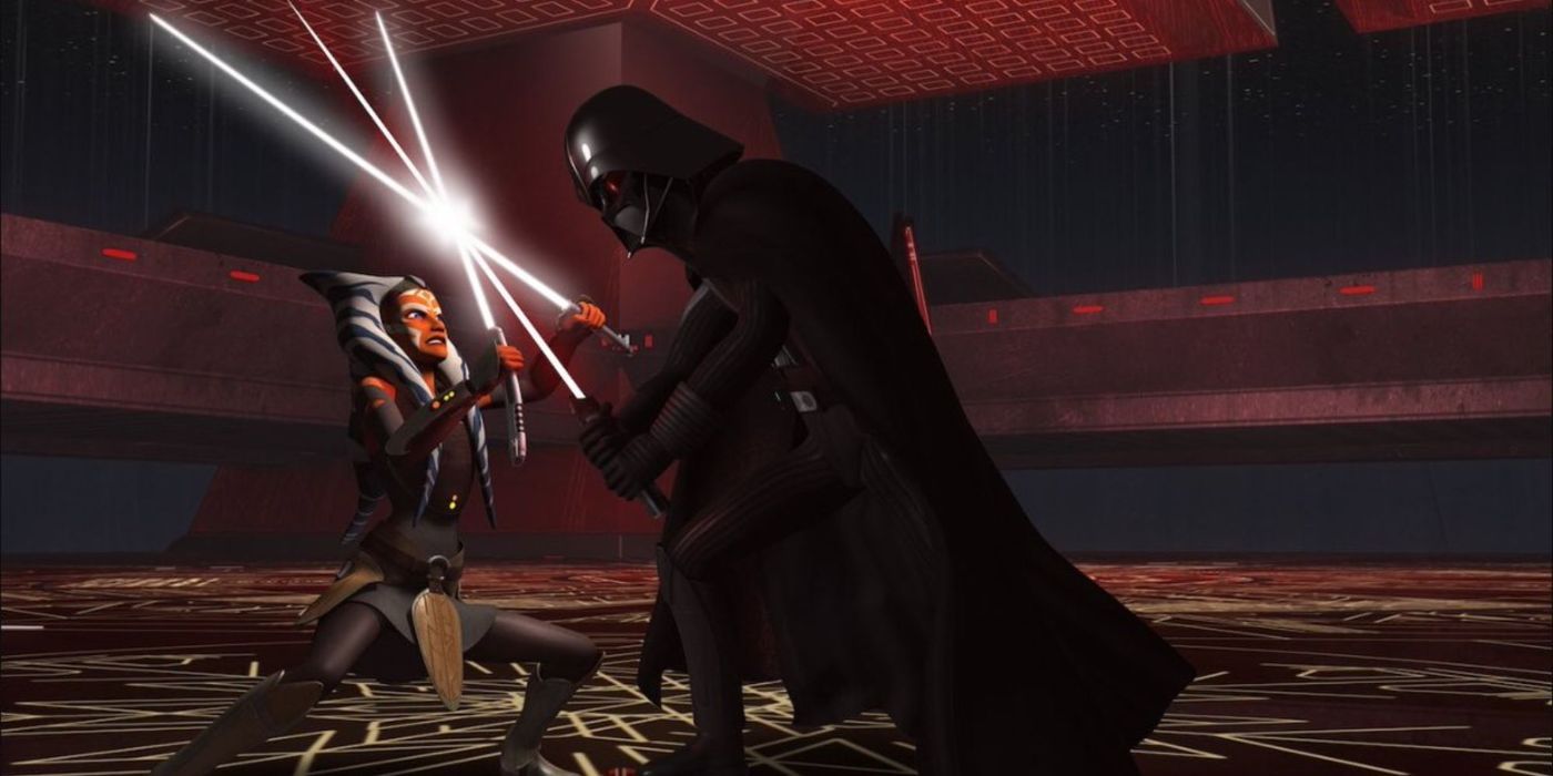 Ahsoka vs Darth Vader in 'Star Wars: Rebels'