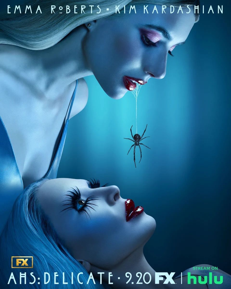 ‘ahs Delicate Poster Emma Roberts Feeds Kim Kardashian A Spider