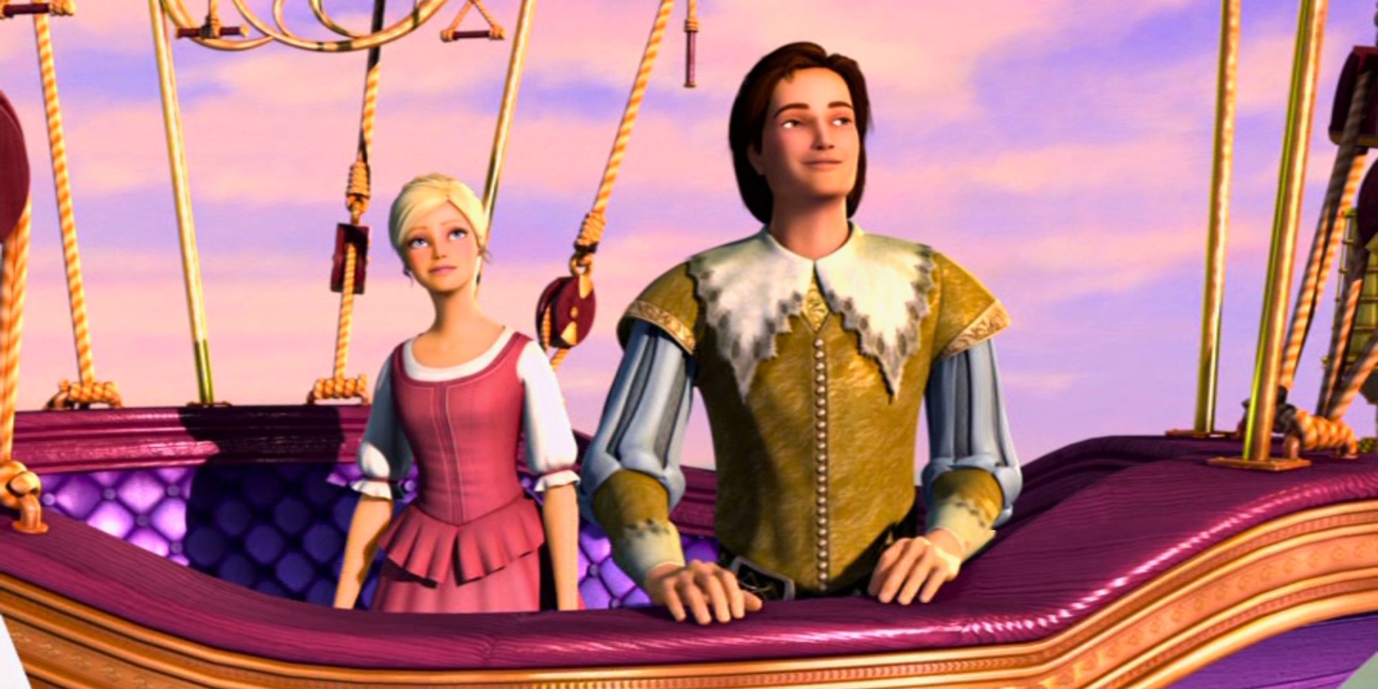 Prince Louis in his hot air balloon with Corinne from Barbie and the Three Musketeers