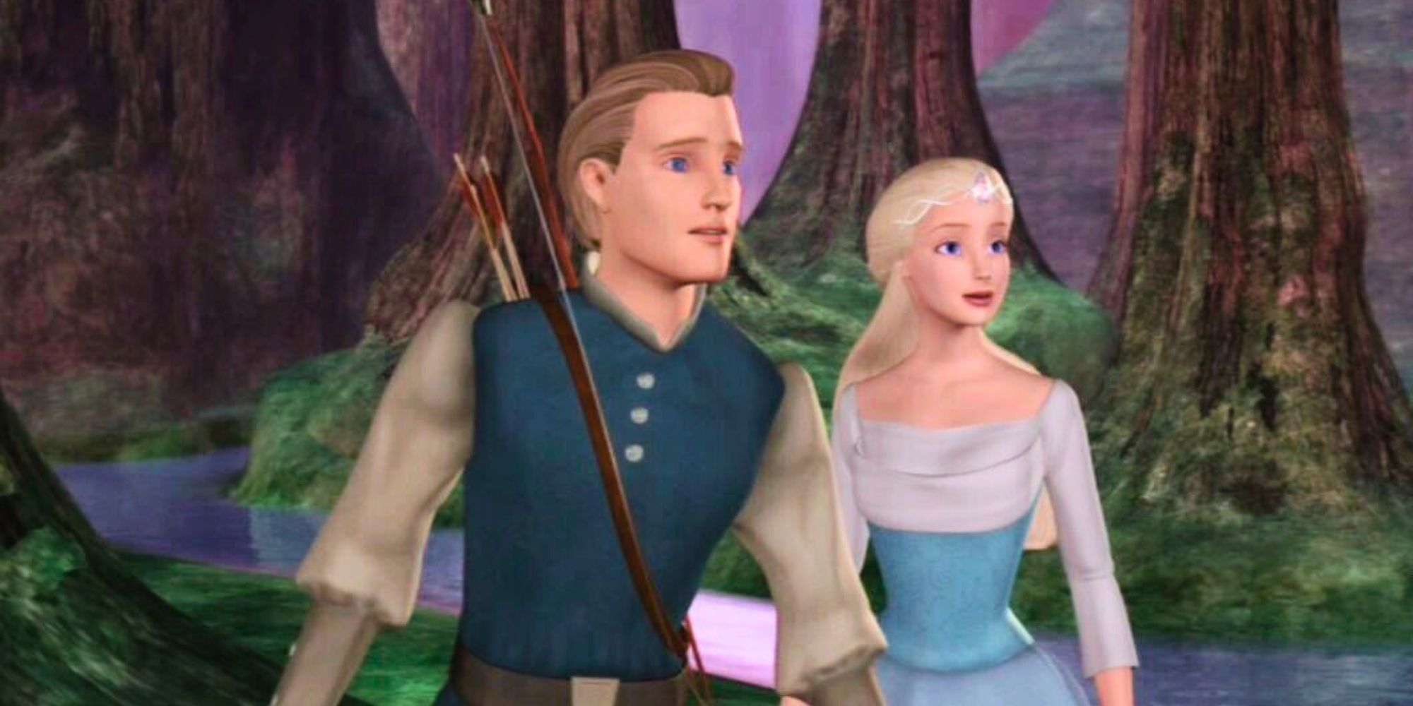 Daniel and Odette in the enchanted forest in Barbie of Swan Lake