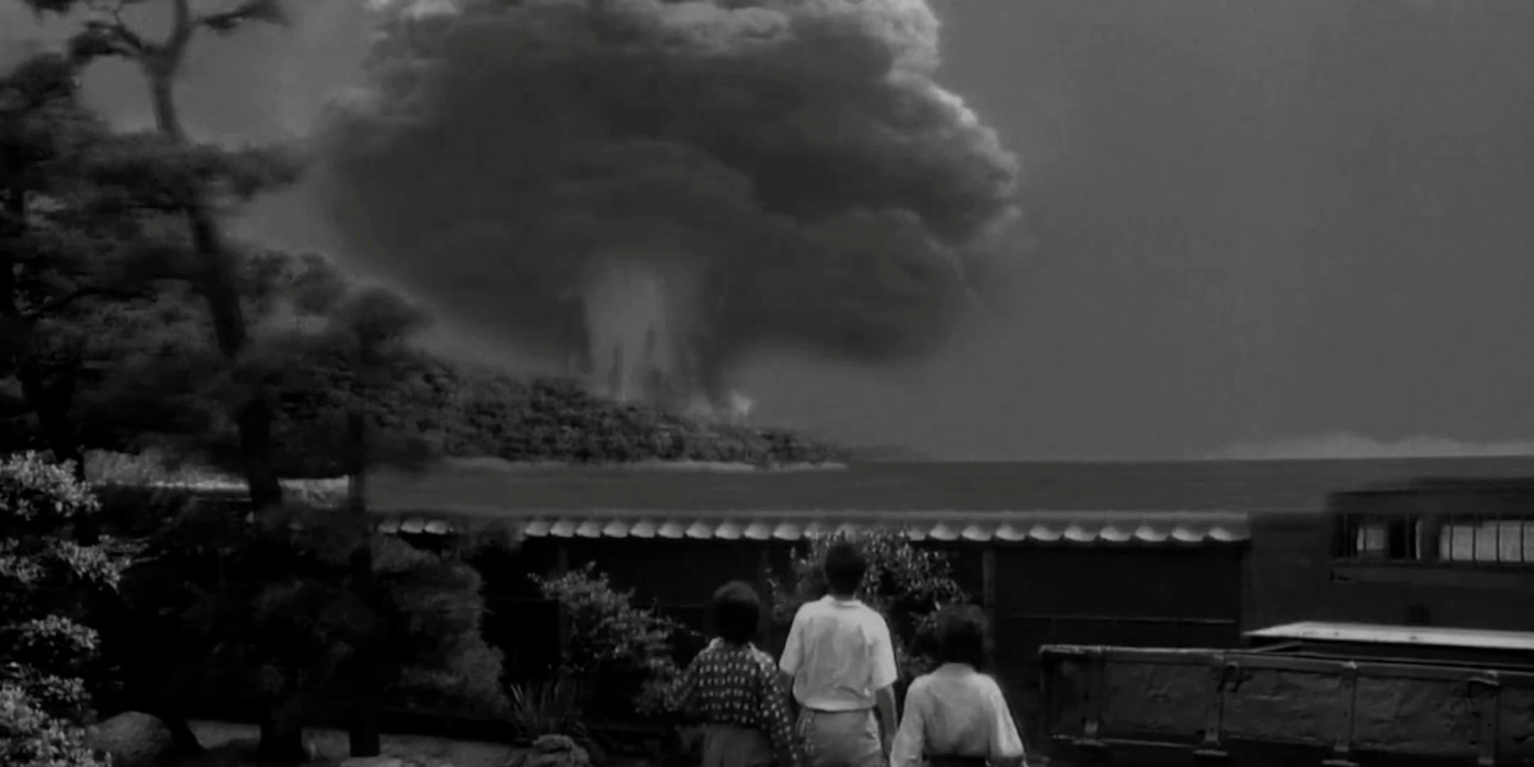 The mushroom cloud over Hiroshima in 'Black Rain' 1989