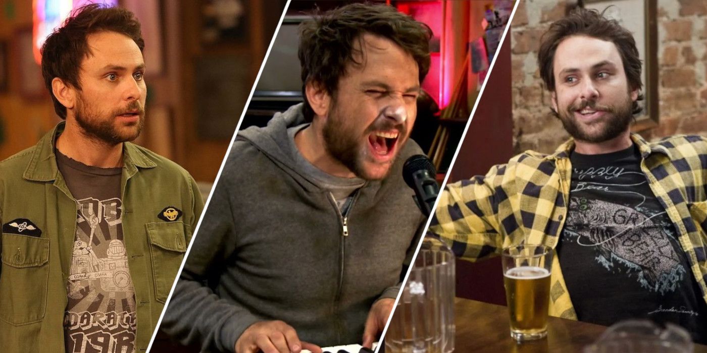 A triptych image of three stills of Charlie (Charlie Day) in 'It's Always Sunny in Philadelphia'.
