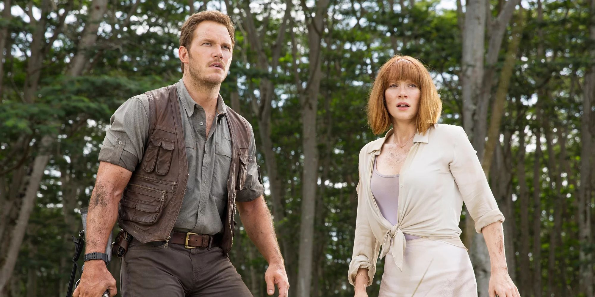 Chris Pratt and Bryce Dallas Howard in Jurassic World