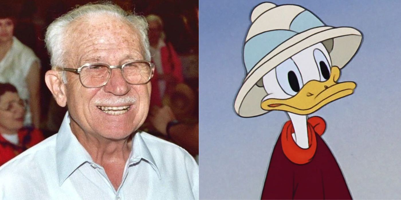 Clarence Nash with his character, Donald Duck