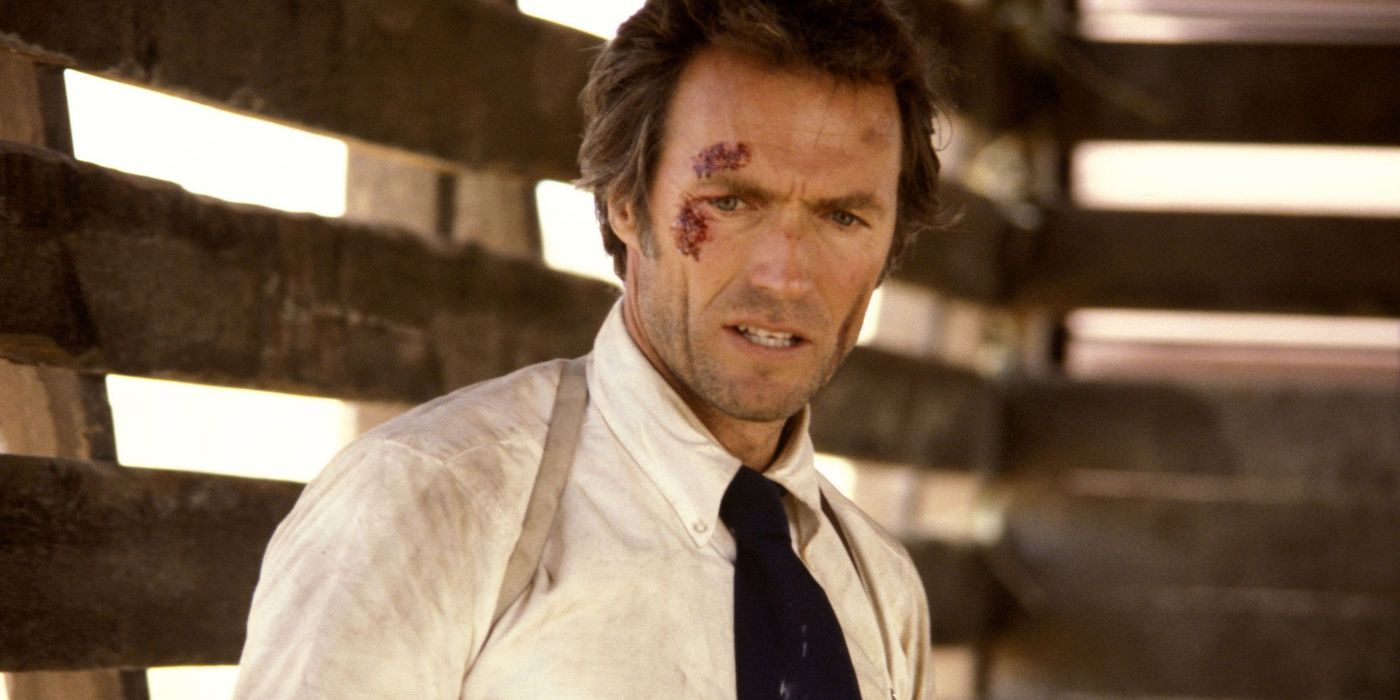 Clint Eastwood beaten and bloody in The Gauntlet