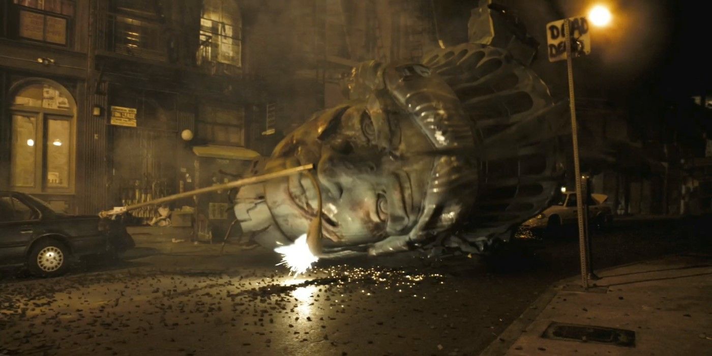 The Statue of Liberty's head rolls down the street in 'Cloverfield'