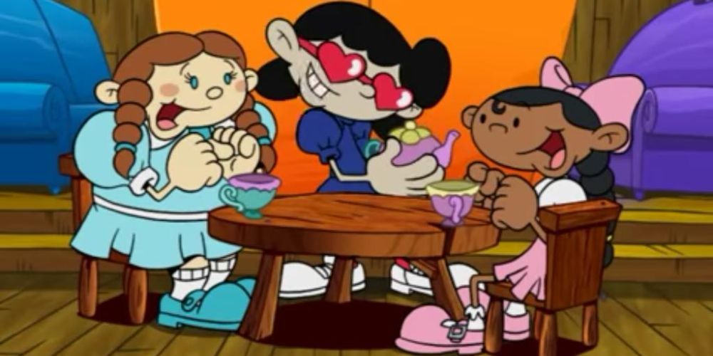Numbuh One, Two, and Five have been hit by the girlifying ray