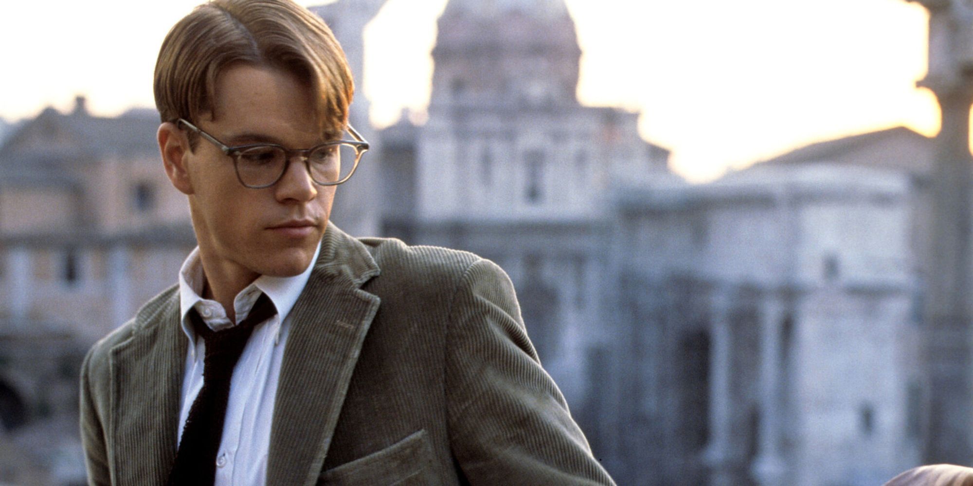 Matt Damon in The Talented Mr. Ripley looking at something off-camera.