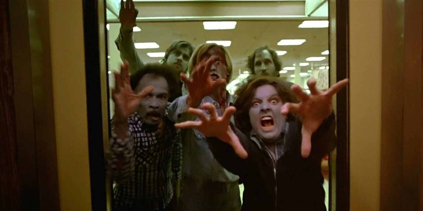 The zombies attack in an elevator in 'Dawn of the Dead'