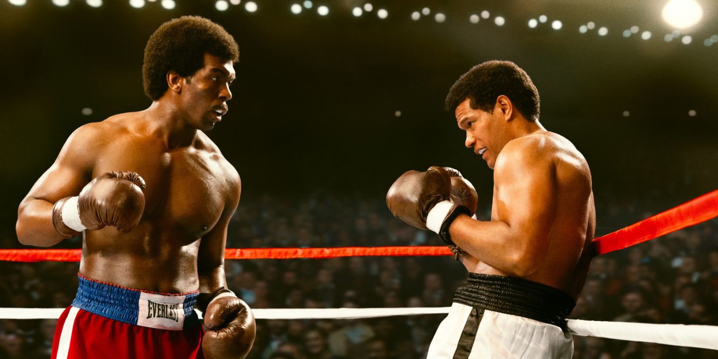 Khris Davis and Sullivan Jones in the ring as George Foreman and Muhammad Ali in Big George Foreman