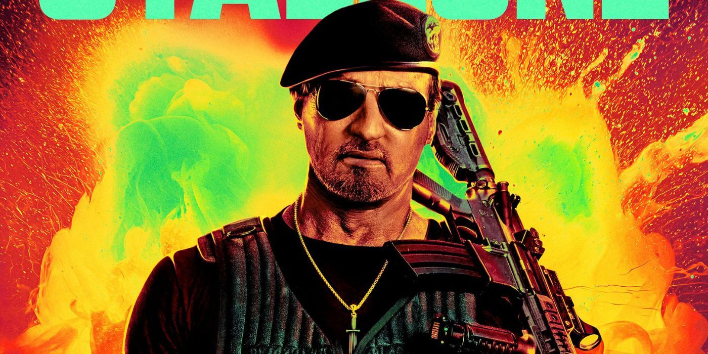 Sylvester Stallone as Barney Ross on a character poster for Expendables 4