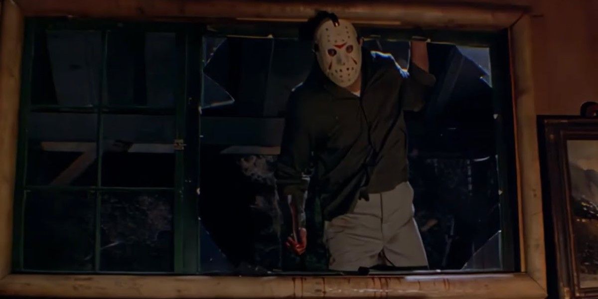 Jason Voorhees smashes through a window in 'Friday the 13th Part 3'