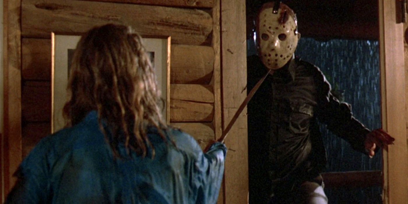 Jason Voorhees walking through a doorway in 'Friday the 13th: The Final Chapter'