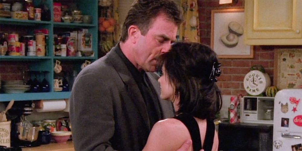 Tom Selleck and Courteney Cox as Richard and Monica in Friends