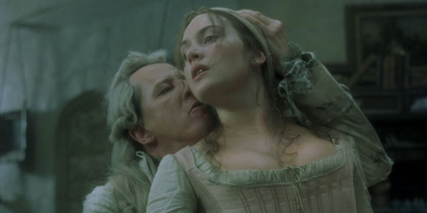 Geoffrey Rush and Kate Winslet as the Marquis de Sade and Madeleine in Quills