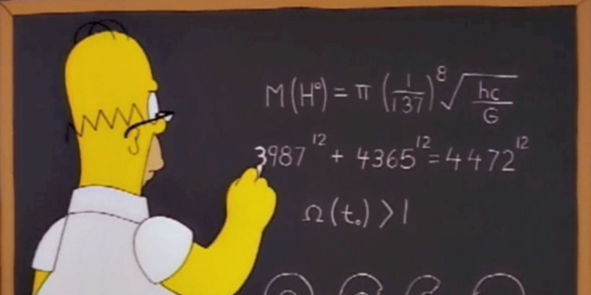 Homer scribbling on a chalkboard in The Simpsons
