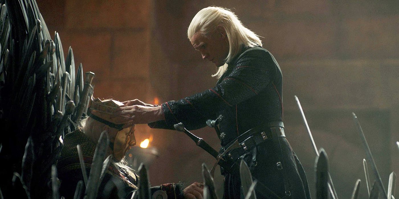 Matt Smith as Daemon Targaryen with Paddy Considine as Viserys in House of the Dragon