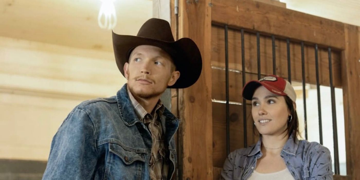 Jefferson White and Eden Brolin as Jimmy and Mia in Yellowstone. 