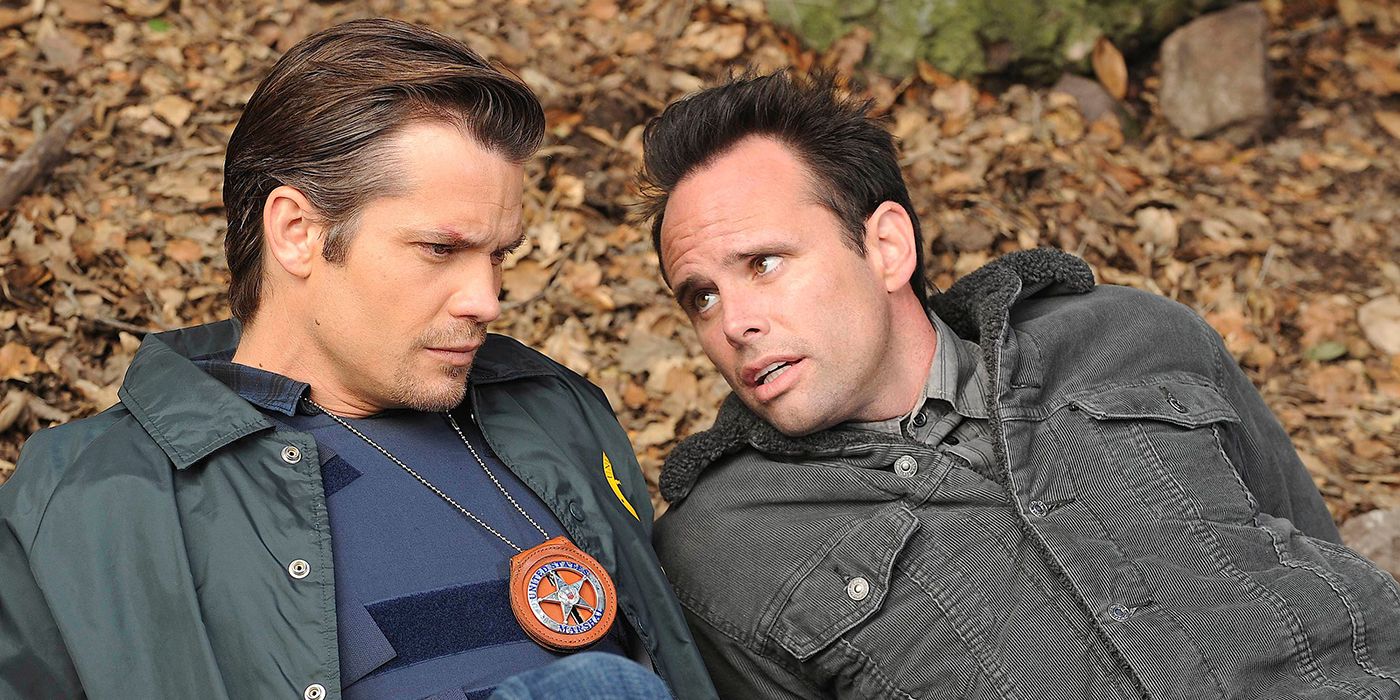 Timothy Olyphant's Raylan Givens and Walton Goggins' Boyd Crowder in Justified