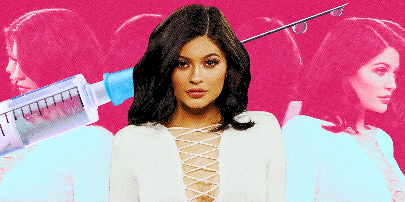 Kylie Jenner with a syringe next to her