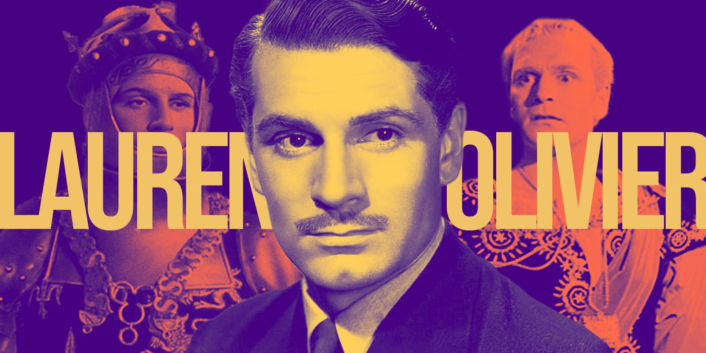 Blended image of Laurence Olivier with his name in large letters.
