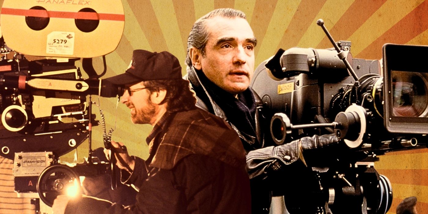 A custom image of Martin Scorsese and Steven Spielberg filming
