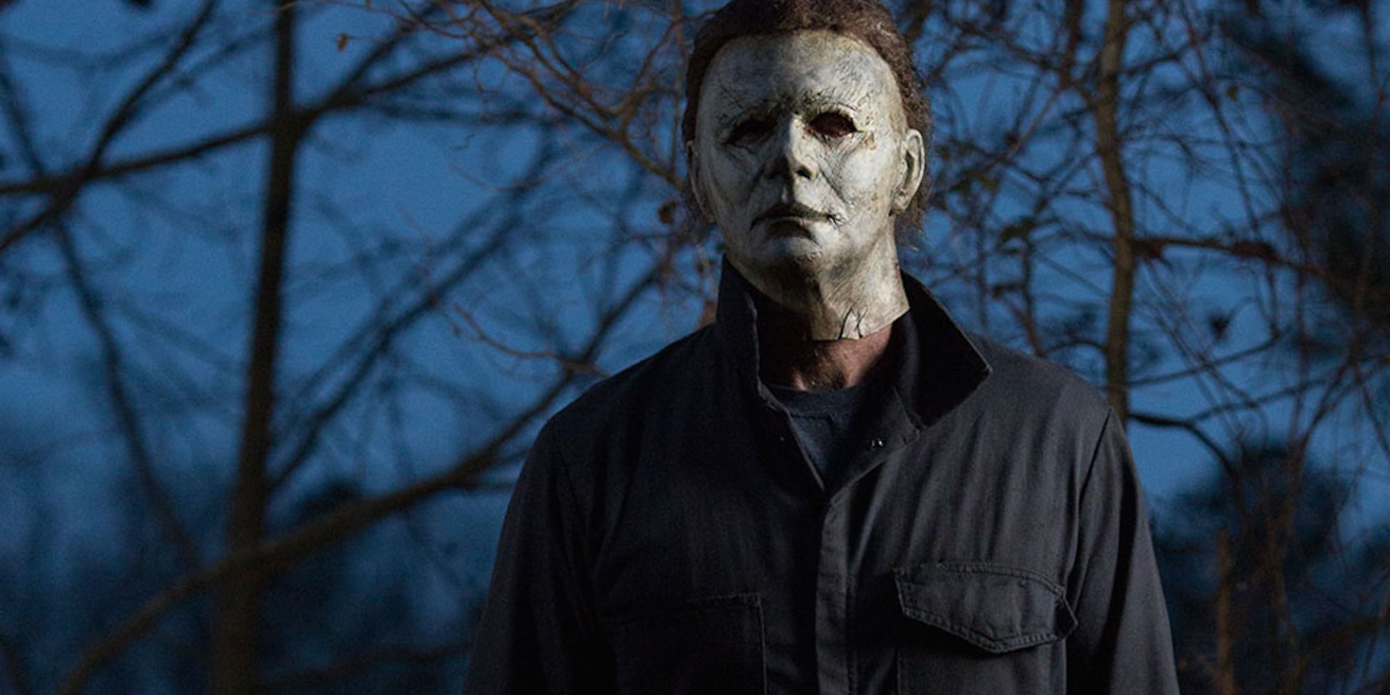 Michael Myers stands in the woods