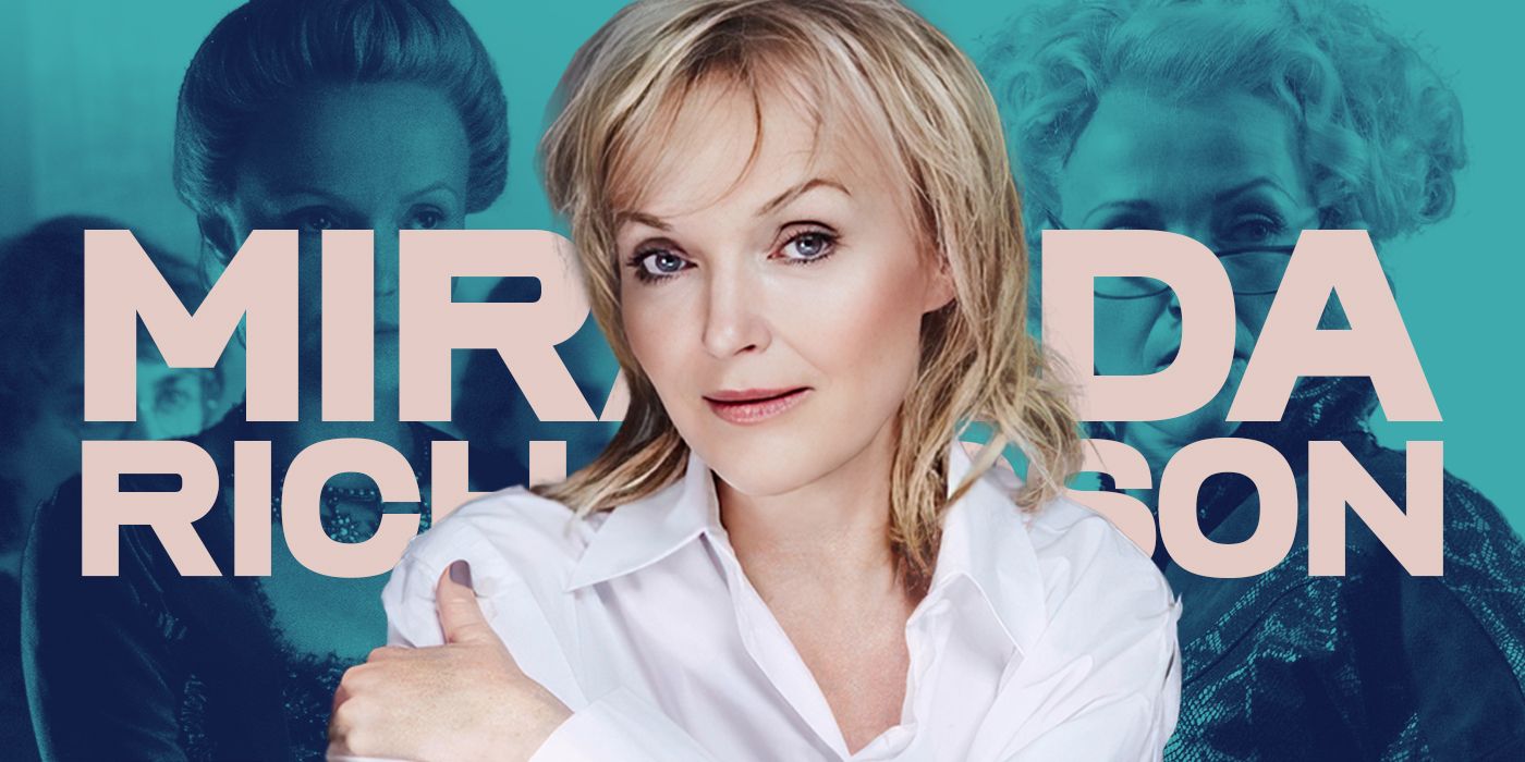 Blended image of Miranda Richardson with her name in large letters.