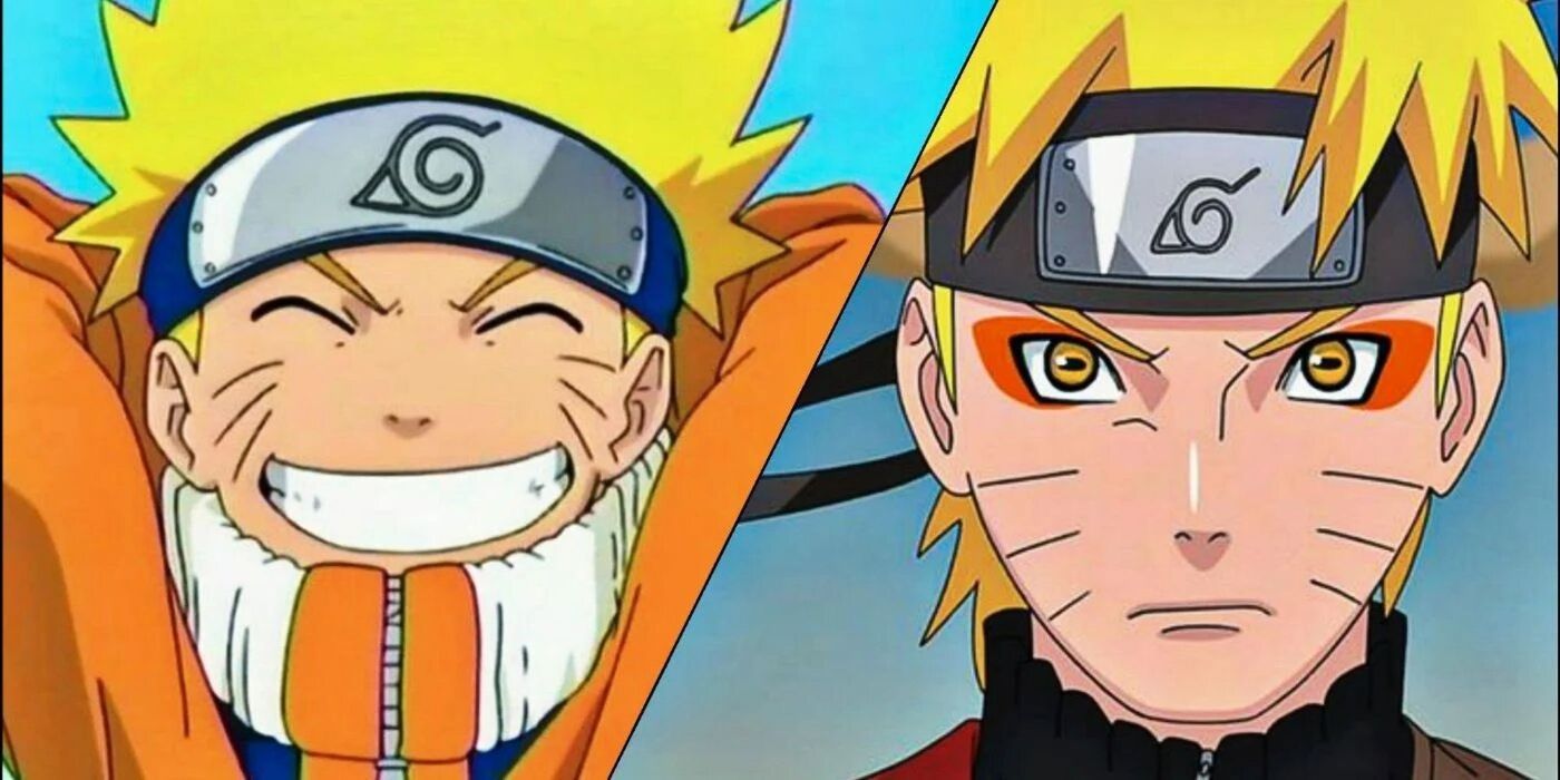 Two cropped images of &lsquo;Naruto&rsquo; versus &lsquo;Naruto Shippuden.'