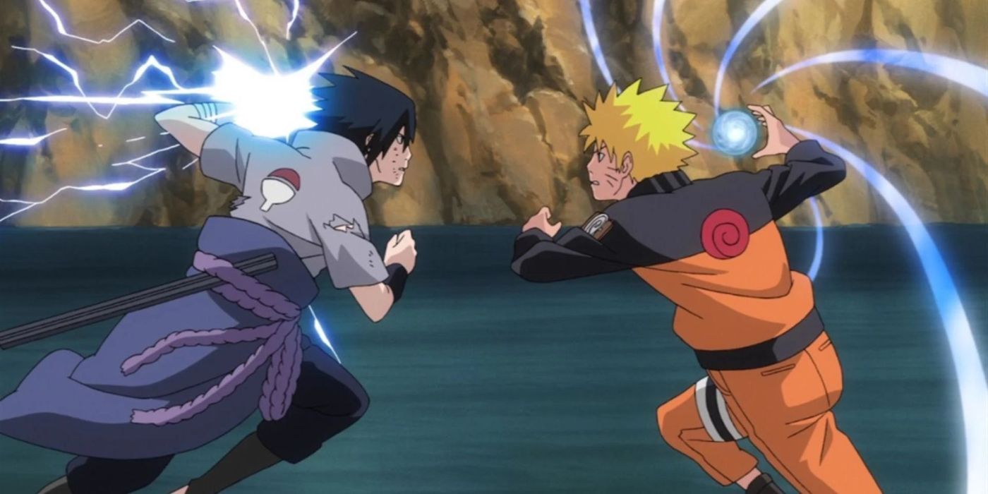 Sasuke and Naruto fighting in 'Naruto: Shipudden'