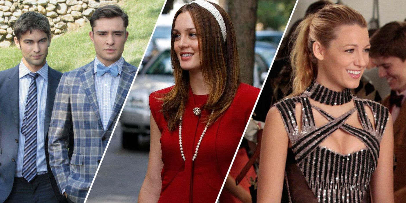 Split image showing Nate and Chuck, Blair, and Serena in Gossip Girl