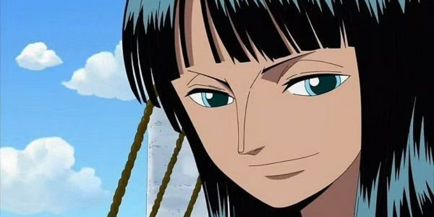 Nico Robin in One Piece's blue sky background.