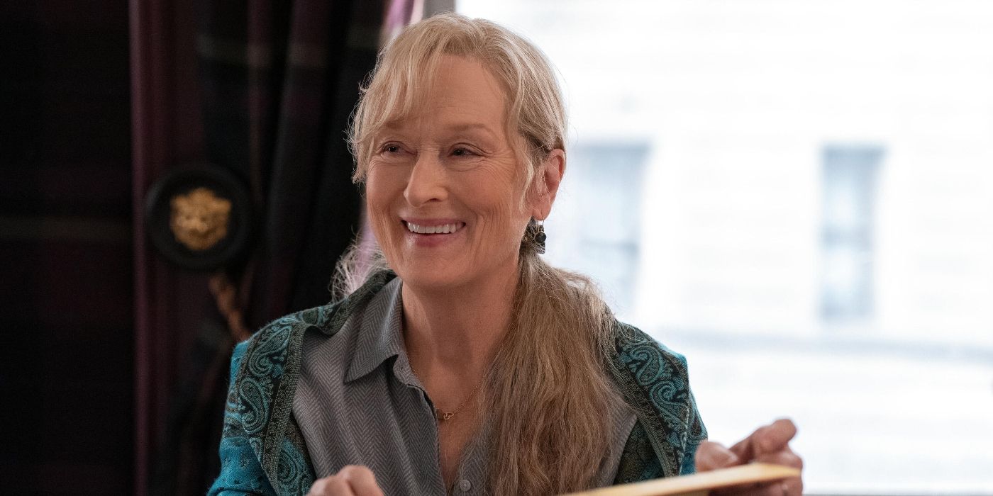 Meryl Streep as Loretta smiling in Only Murders in the Building Season 3 Episode 3