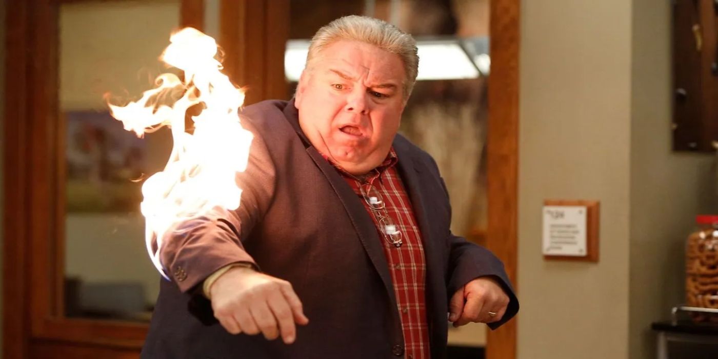 Jerry accidentally sets himself on fire in Parks and Recreation