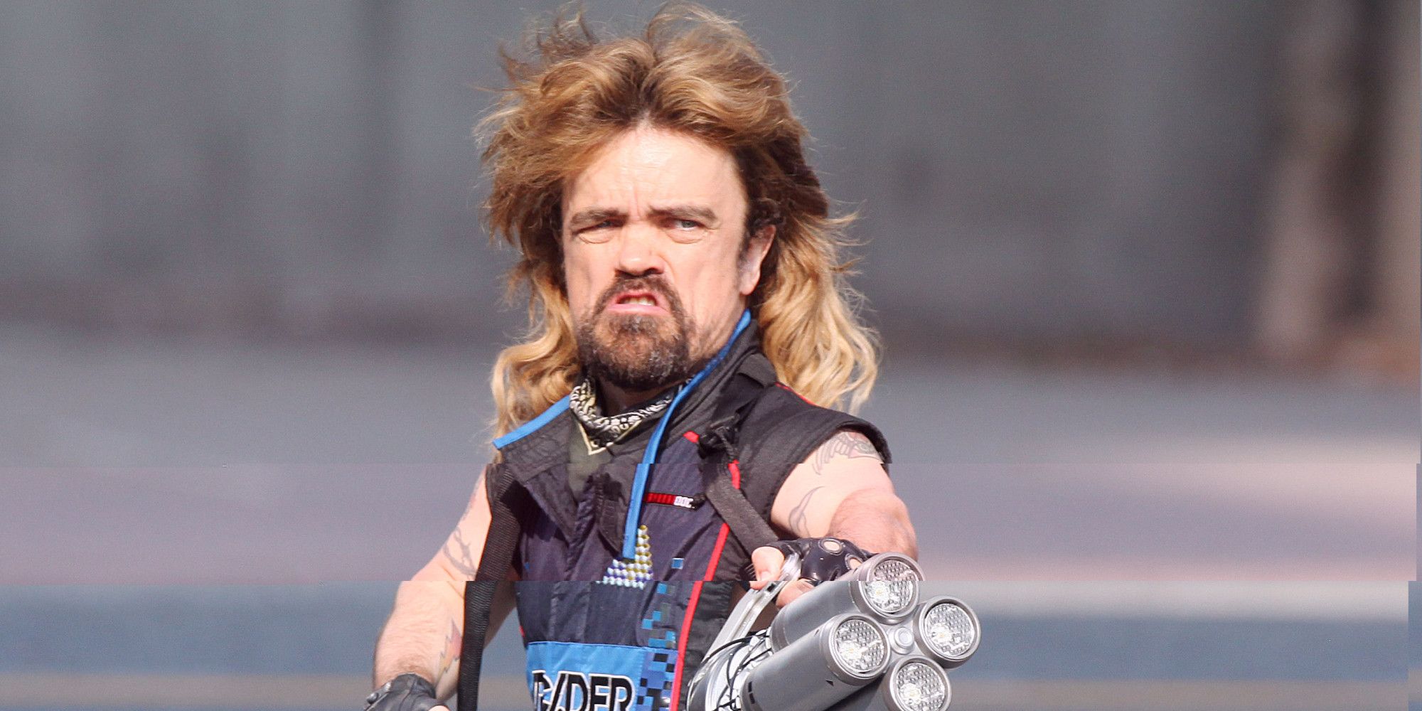 Peter Dinklage as Fire Blaster Eddie Plant in a scene in Pixels.